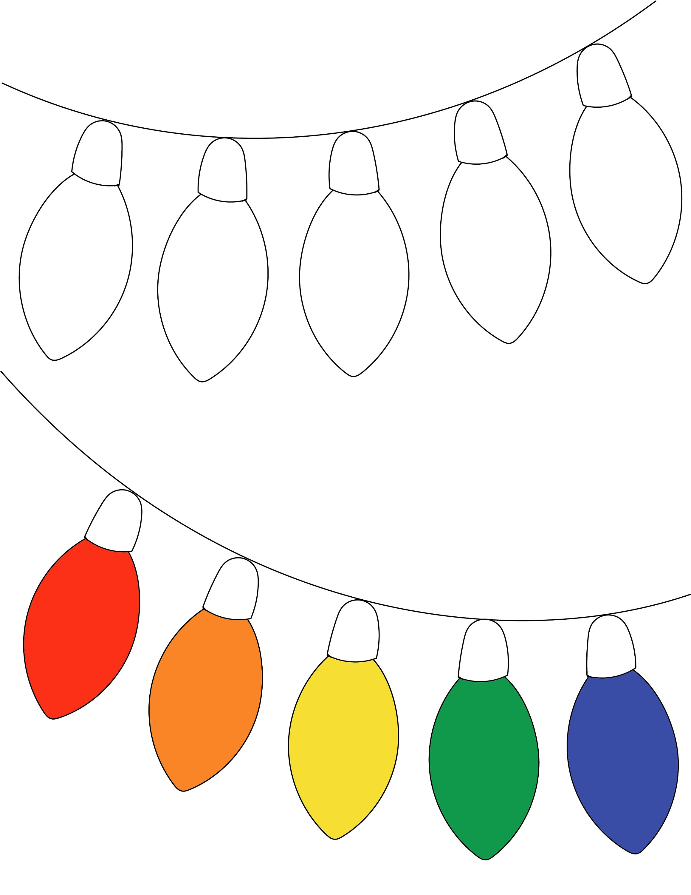 Christmas lights coloring page printable pdf digital download