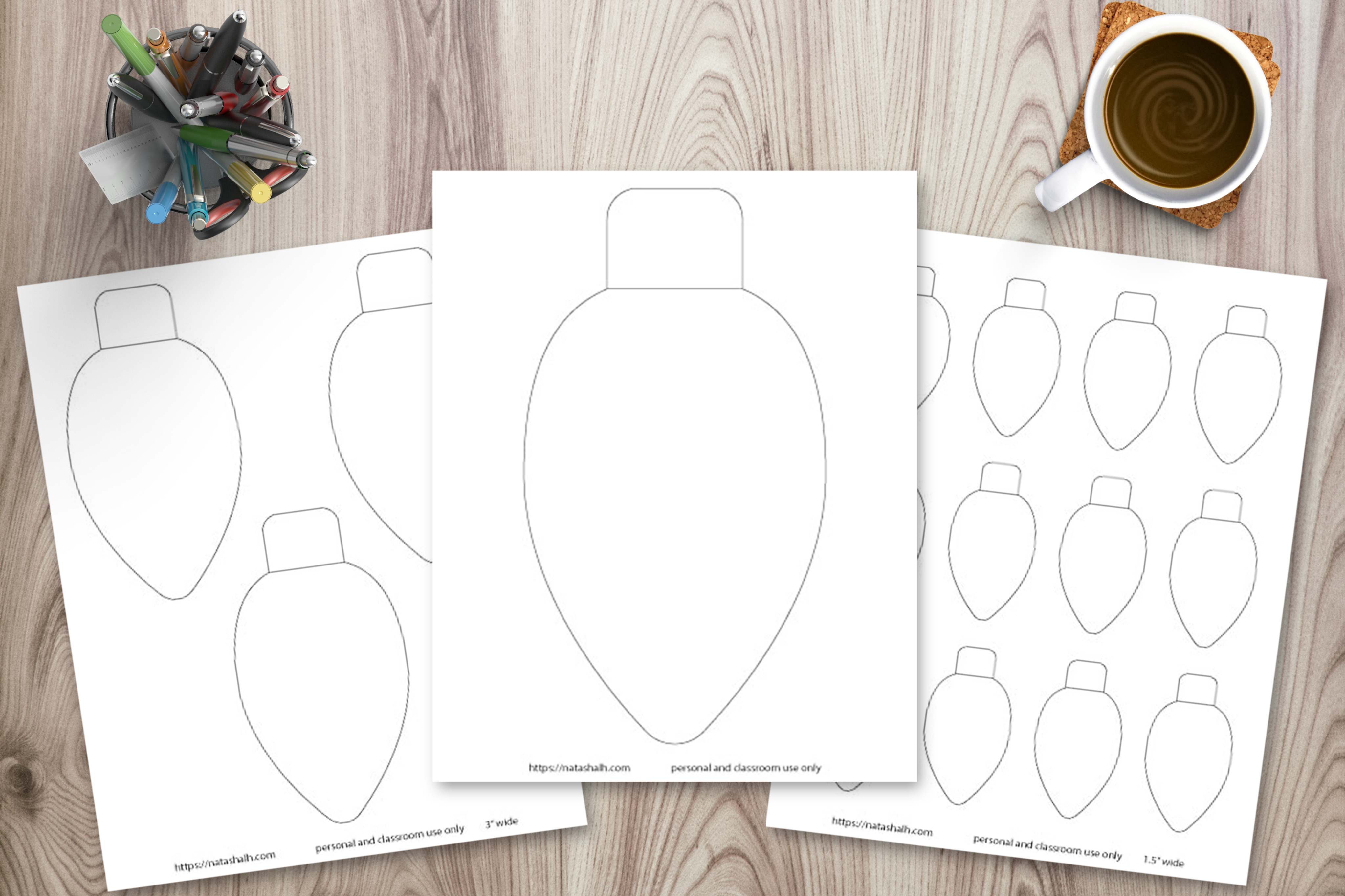 Christmas light bulb templates outlines â the artisan life