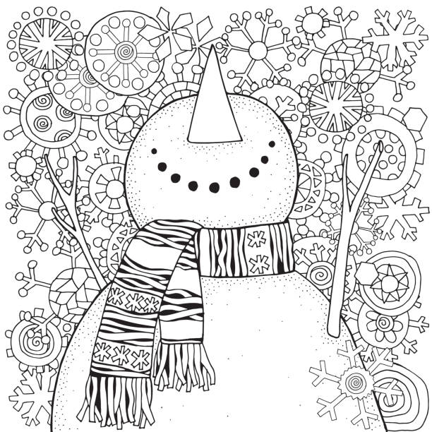 Winter coloring page stock illustrations royalty