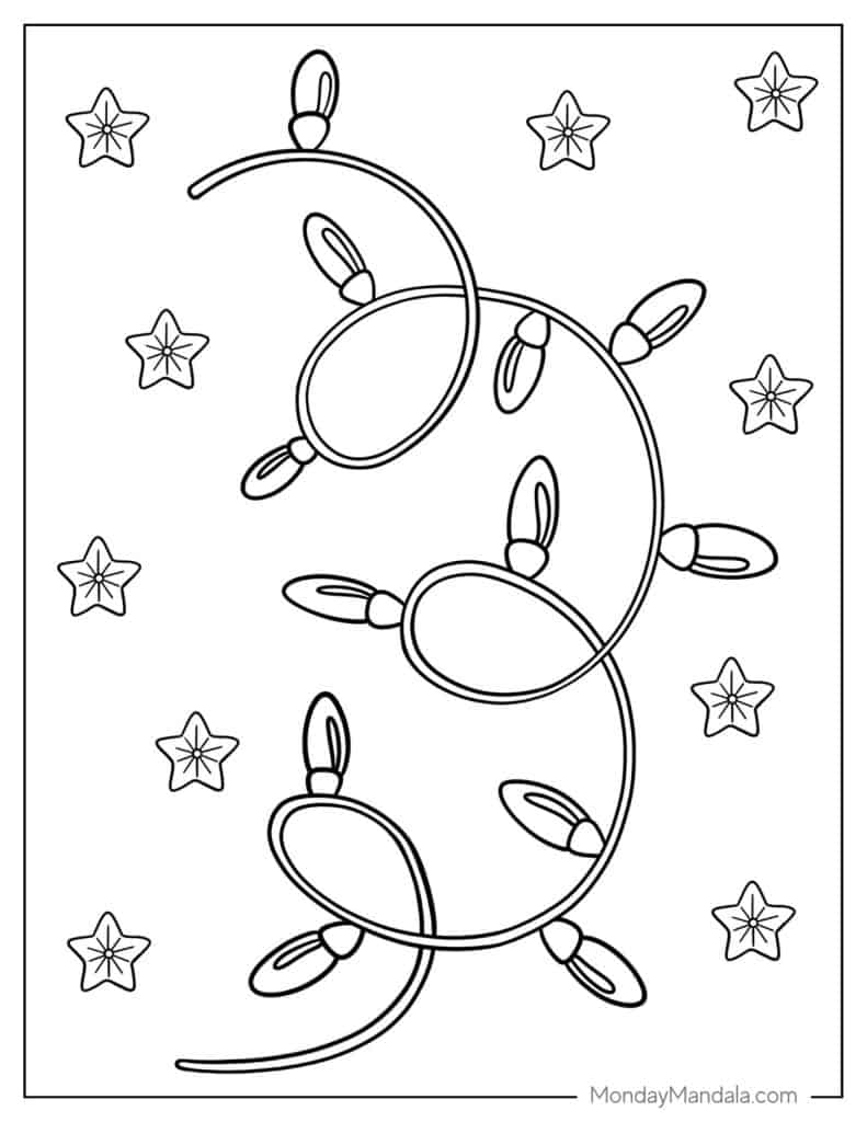 Christmas lights coloring pages free pdf printables