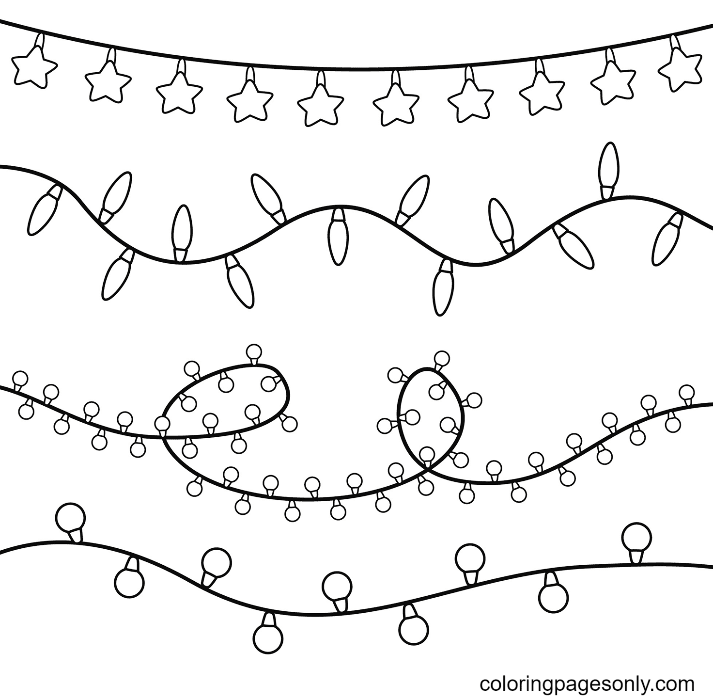 Christmas lights coloring pages