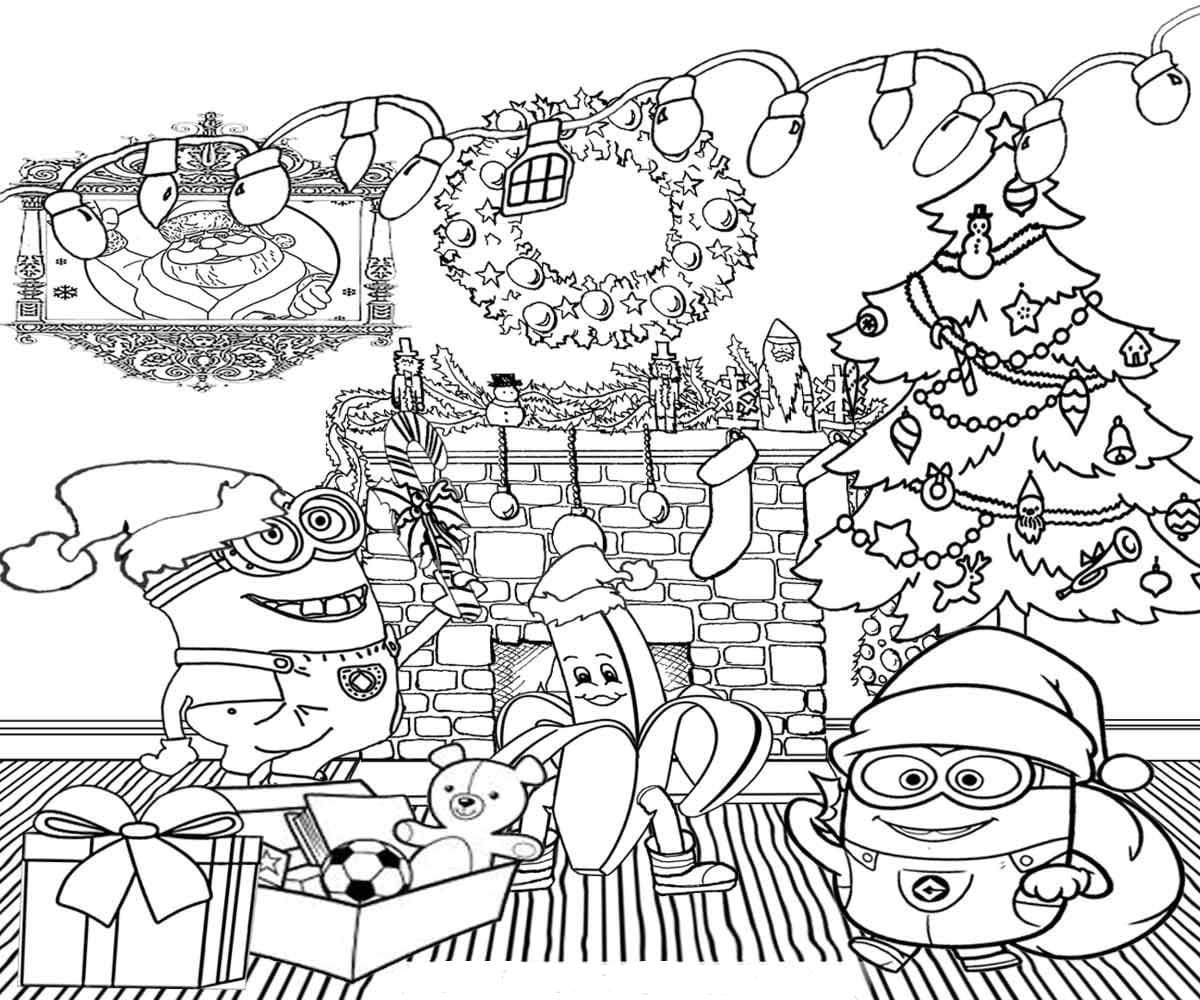 Minions christmas coloring pages printable for free download