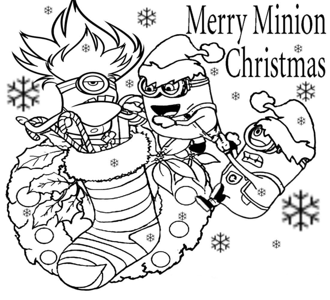 Minions christmas coloring pages printable for free download