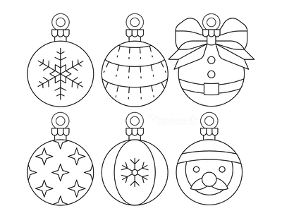 Printable christmas ornaments coloring pages blank templates