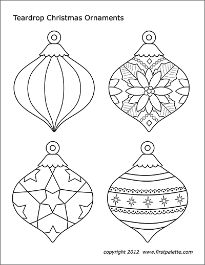 Christmas tree ornaments free printable templates coloring pages