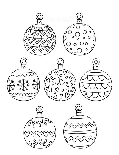 Printable christmas ornaments coloring pages blank templates