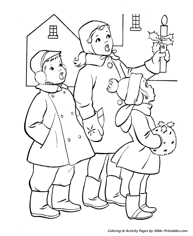 Christmas scenes coloring pages