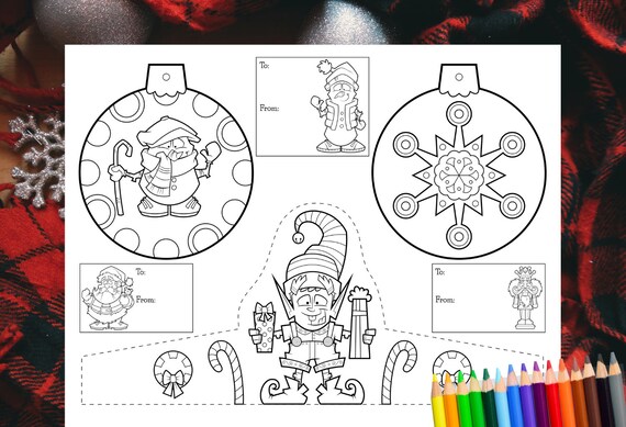 Printable christmas coloring pages crafts for kids christmas ornaments christmas decorations holiday gift labels family activities