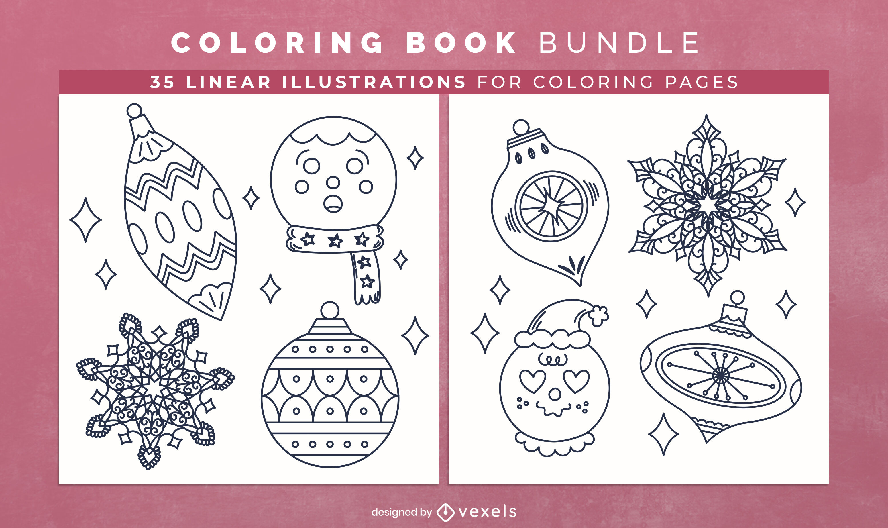 Christmas decorations coloring book pages design vector download