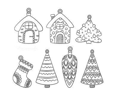 Printable christmas ornaments coloring pages blank templates