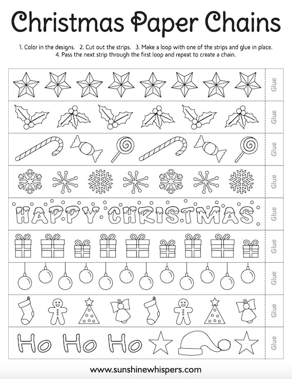 Christmas paper chains coloring pages