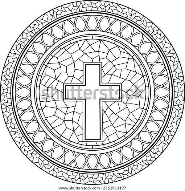 Decorative christian mandala stained glass elements stock vector royalty free