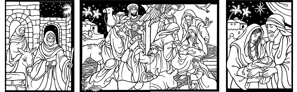 Nativity stained glass coloring book noble marty books