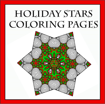 Christmas holiday stars zentangle mandala coloring book pages