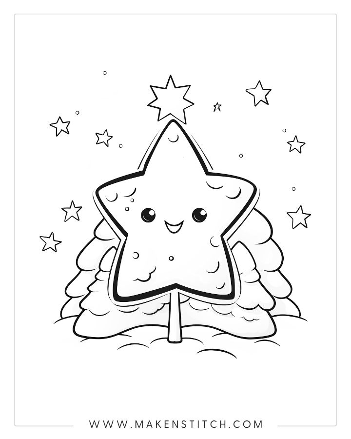 Christmas tree coloring pages for kids adults