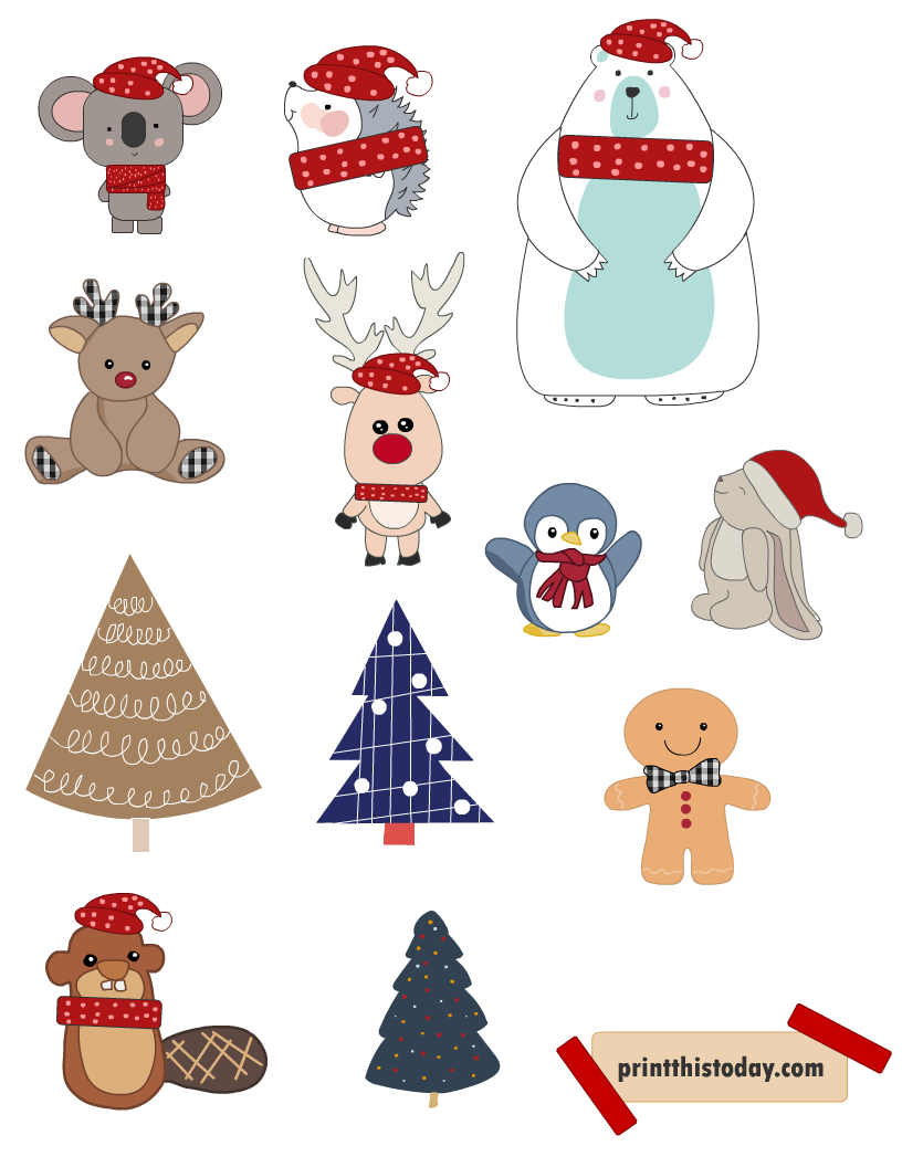 Free printable christmas stickers cute vintage