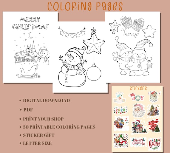 Coloring pages christmas printable christmas coloring pages for kids christmas tree santa claus snowman party activitysticker gift