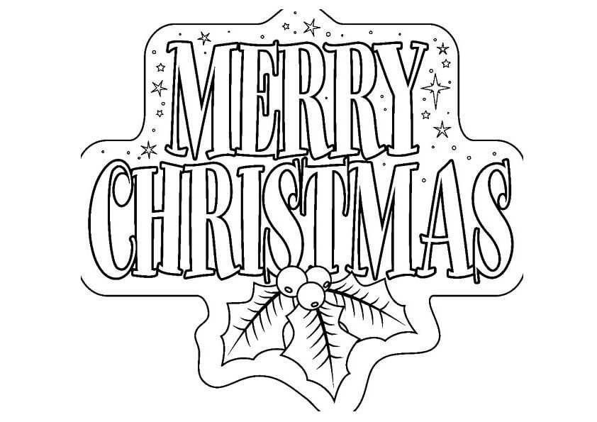 Merry christmas sticker coloring page