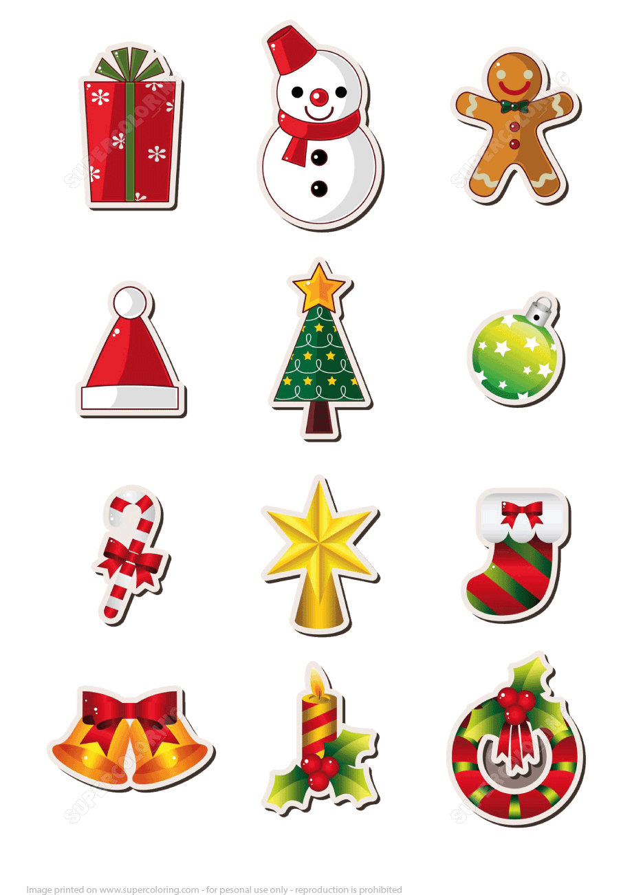 Printable christmas stickers free printable papercraft templates