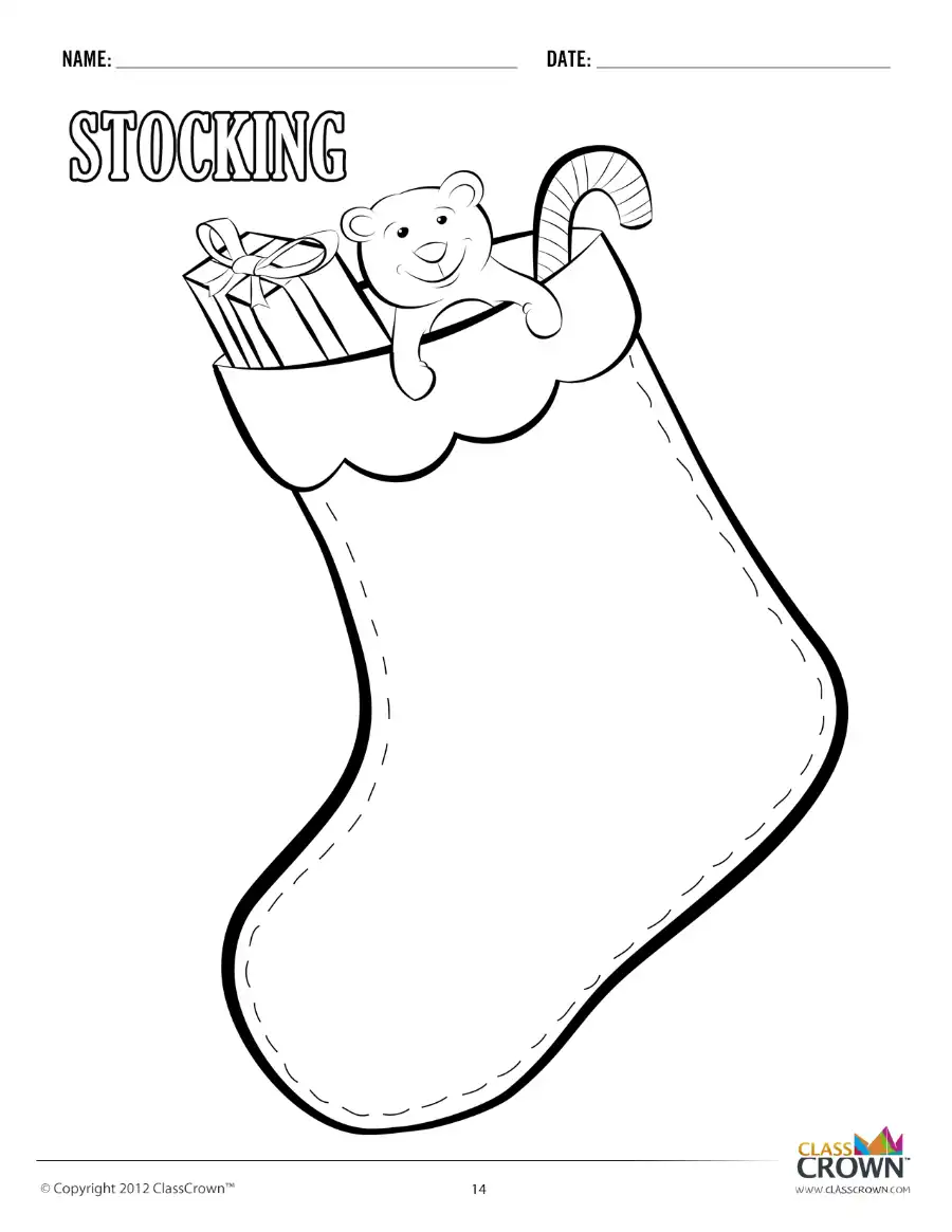 Christmas stocking coloring page