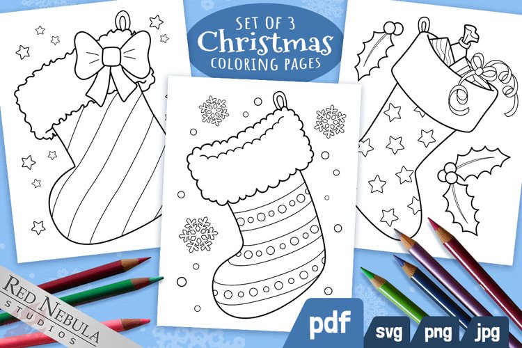 Printable christmas stocking coloring pages for kids