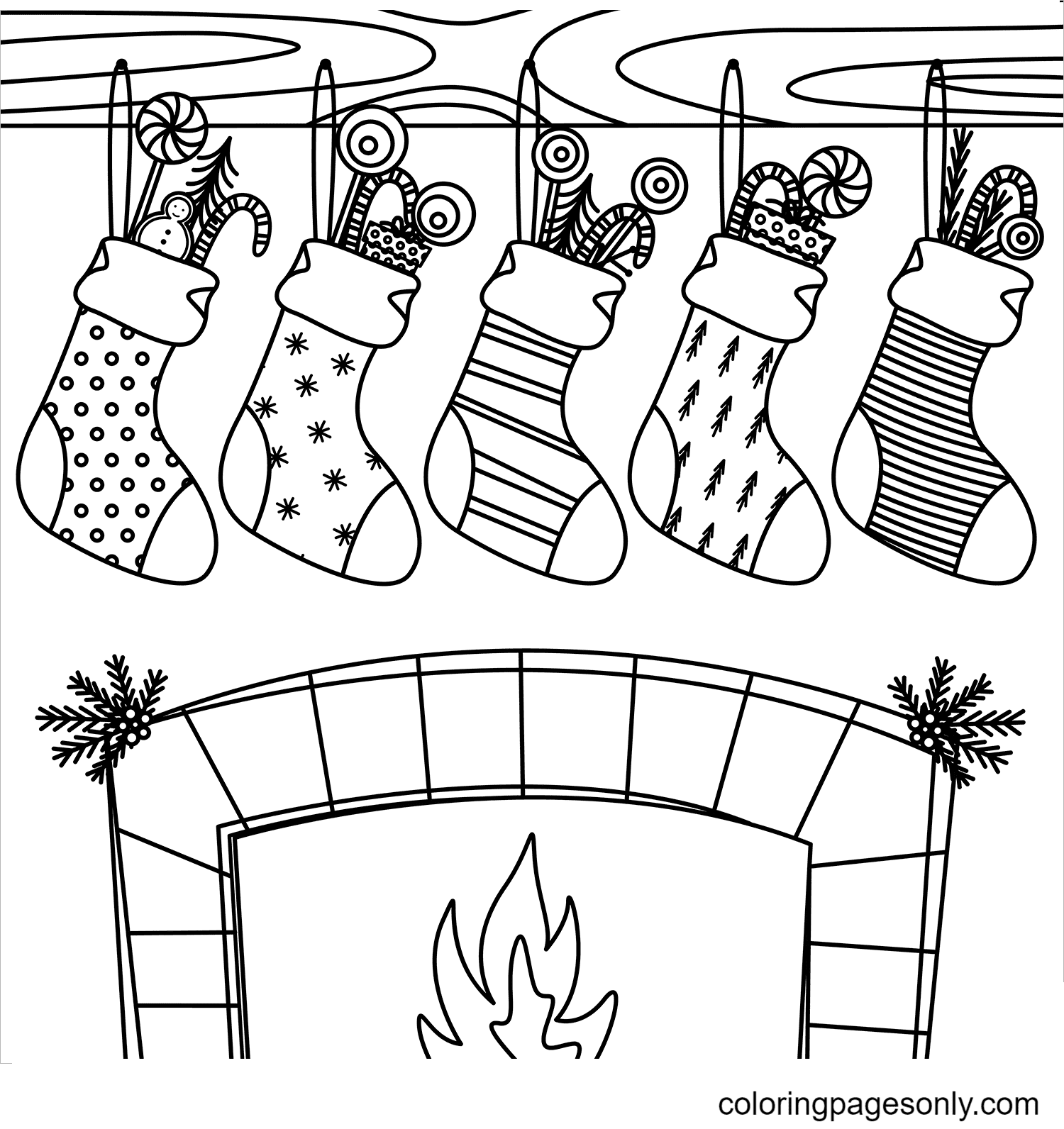 Christmas stockings coloring pages printable for free download