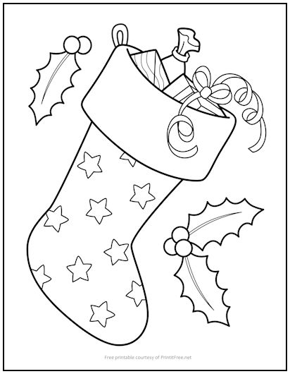 Christmas stocking coloring page print it free