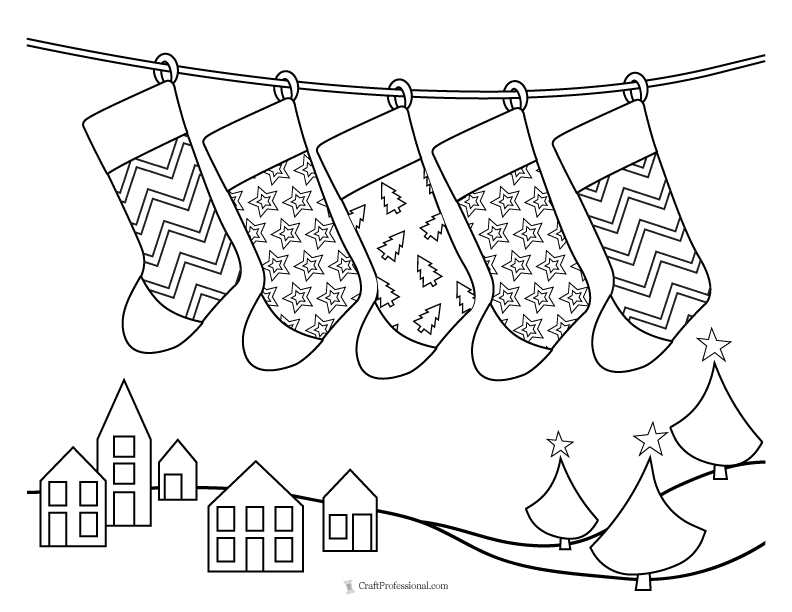 Christmas stocking coloring pages free