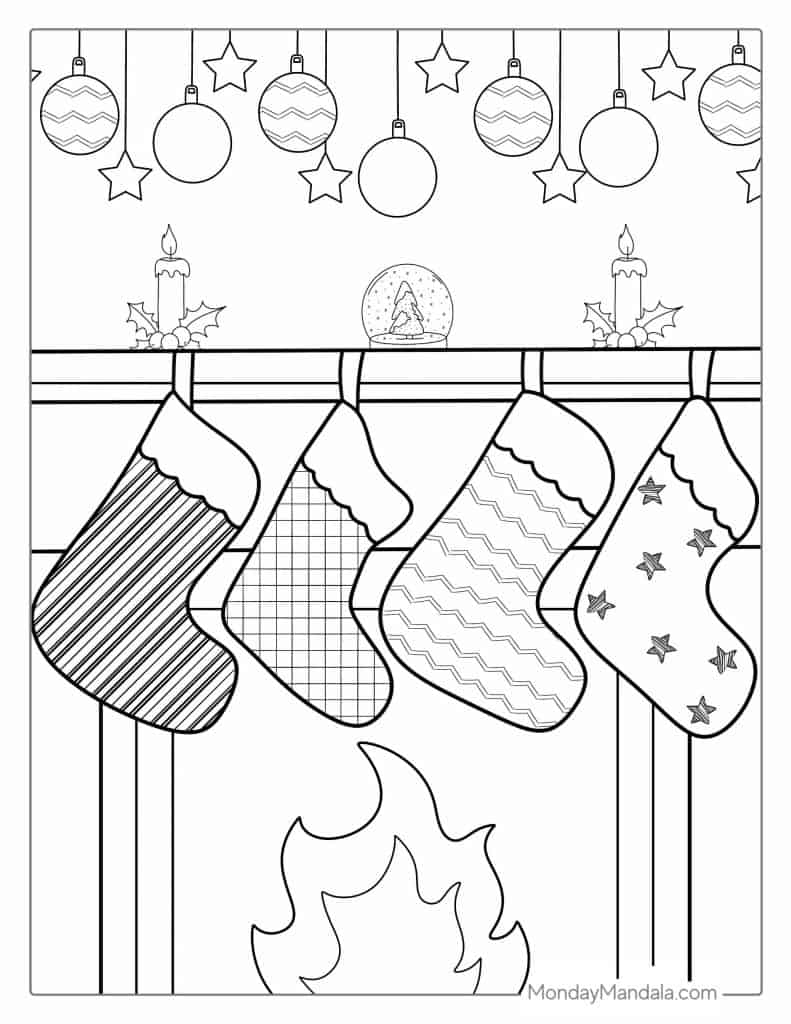 Christmas stockings coloring pages free printables