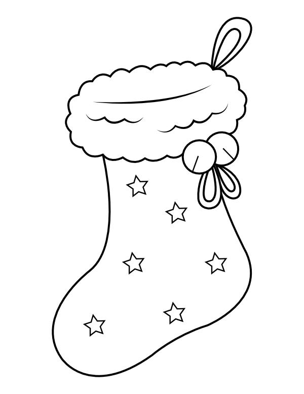 Printable star christmas stocking coloring page