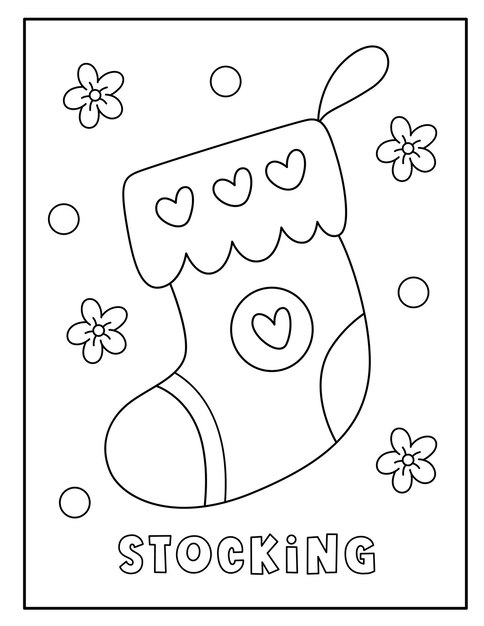 Premium vector christmas stocking coloring page for kids