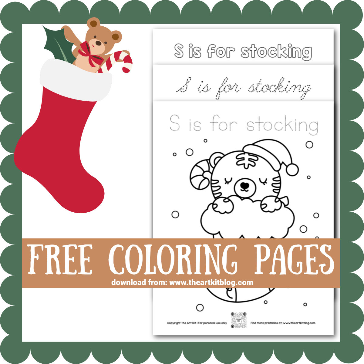 Free christmas stocking coloring pages â the art kit