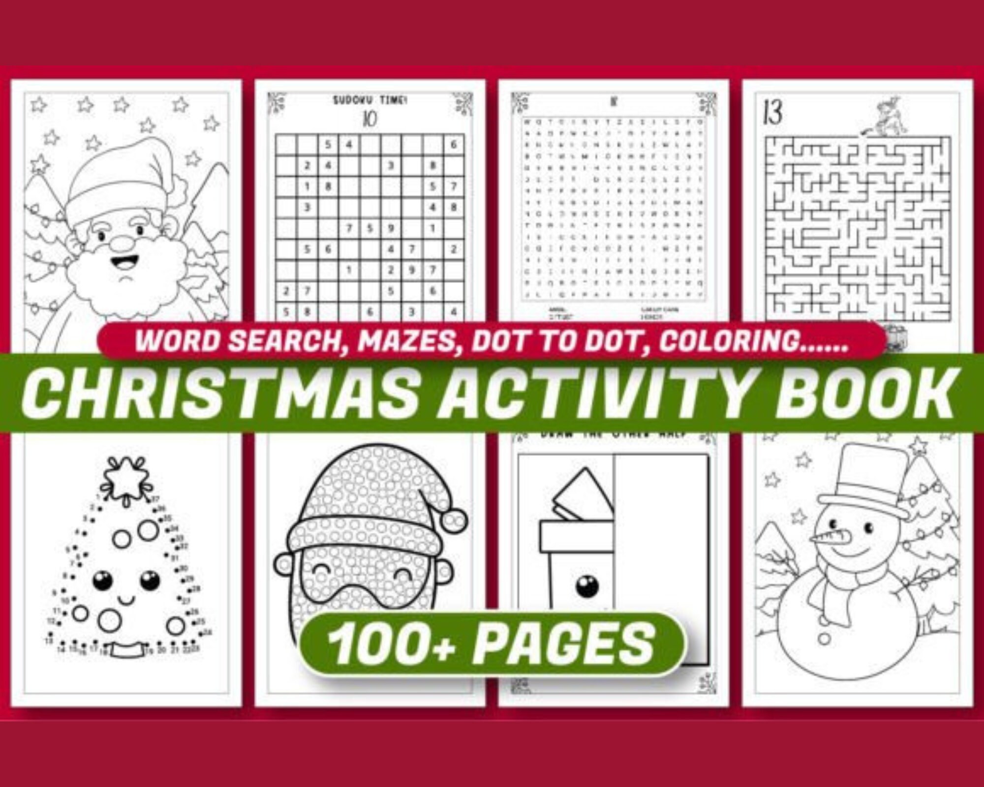 Christmas coloring activity book for kids coloring pages coloring book instant download