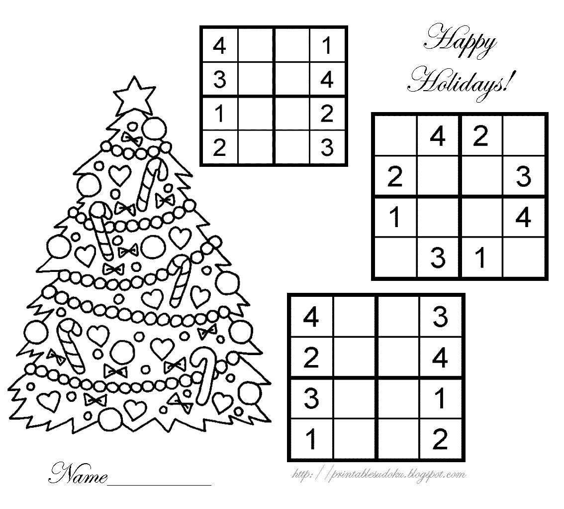 Printable sudoku christmas easy sudoku for children kids