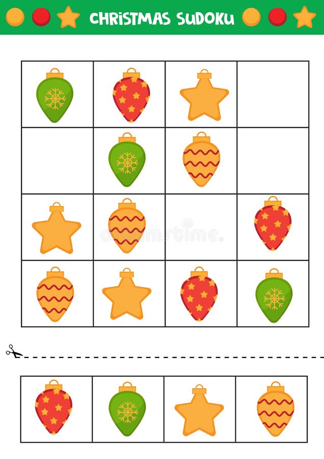Christmas sudoku for kids educational game for kids stock vector
