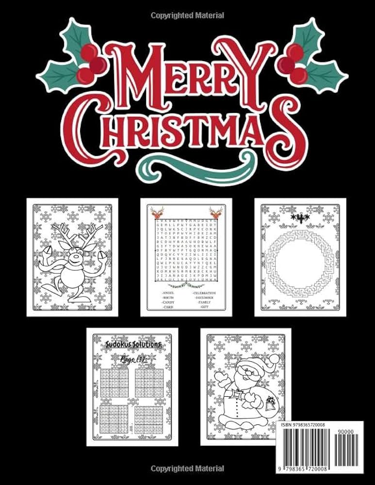 Christmas activity book for teens happy gift christmas holiday designs loring pages word search mazes sudoku and more loring book gift for family pearson books publishing hashim books