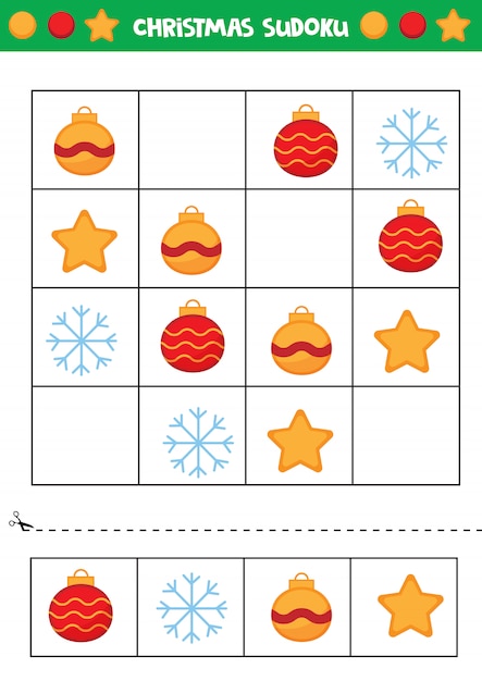Premium vector christmas sudoku for kids educational game for kids