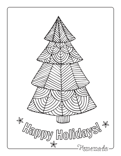 Christmas tree coloring pages for kids adults