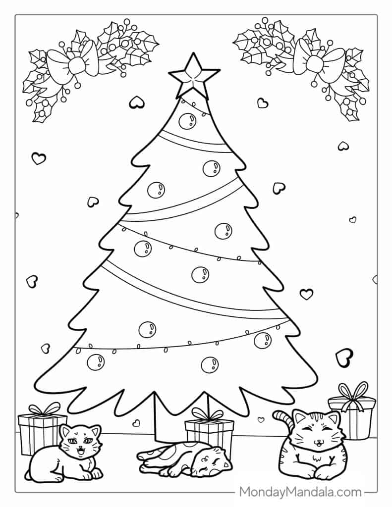 Christmas tree coloring pages free pdf printables