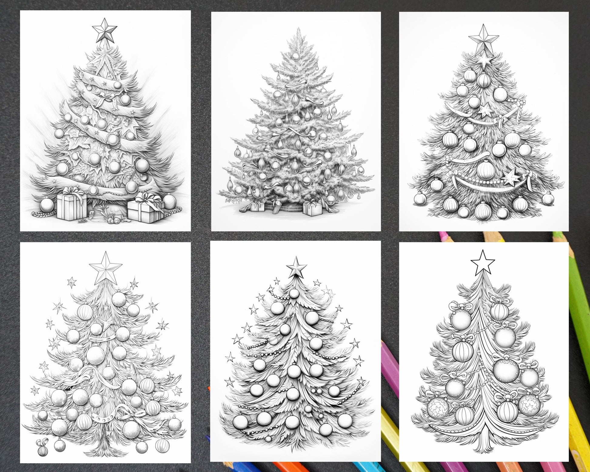 Christmas tree grayscale coloring pages for adults printable pdf i â coloring