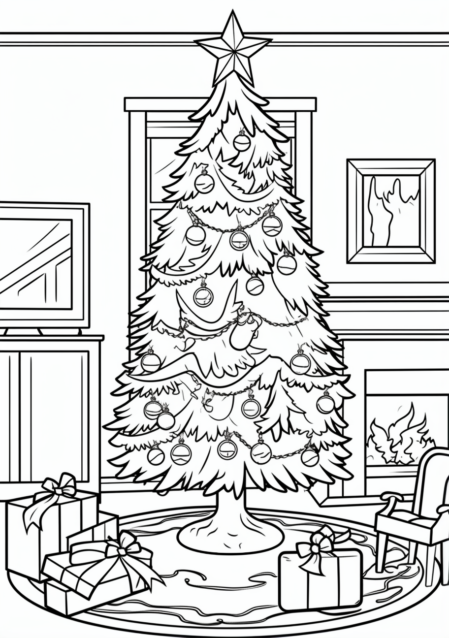 Easy christmas tree coloring sheets