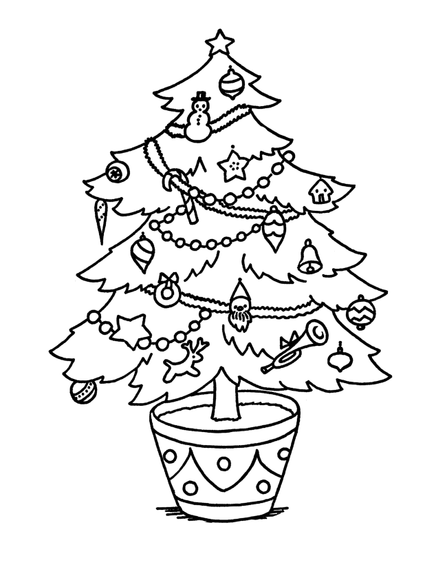 Free printable christmas tree coloring pages for kids