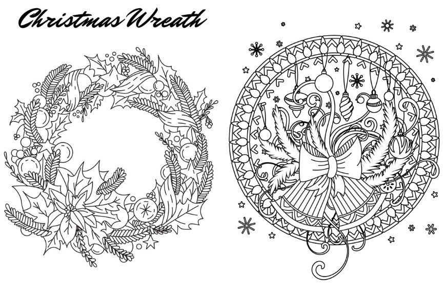 Christmas wreath colouring pages mum in the madhouse