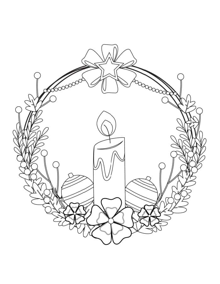 Free christmas wreath coloring pages