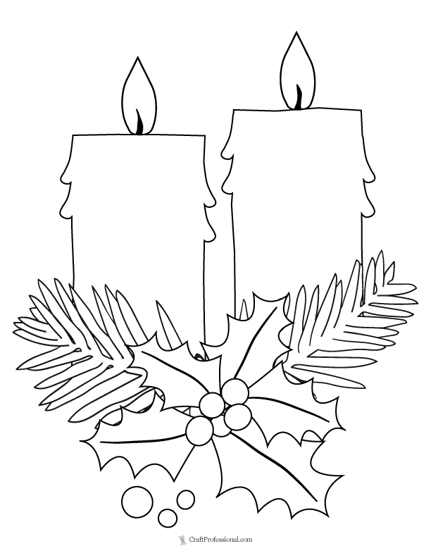 Christmas candle coloring pages free