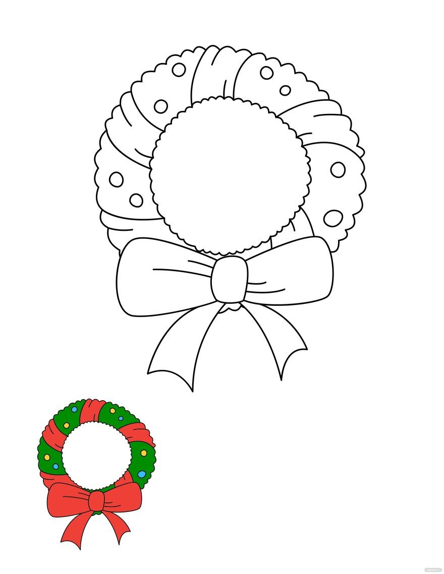 Free christmas wreath coloring page