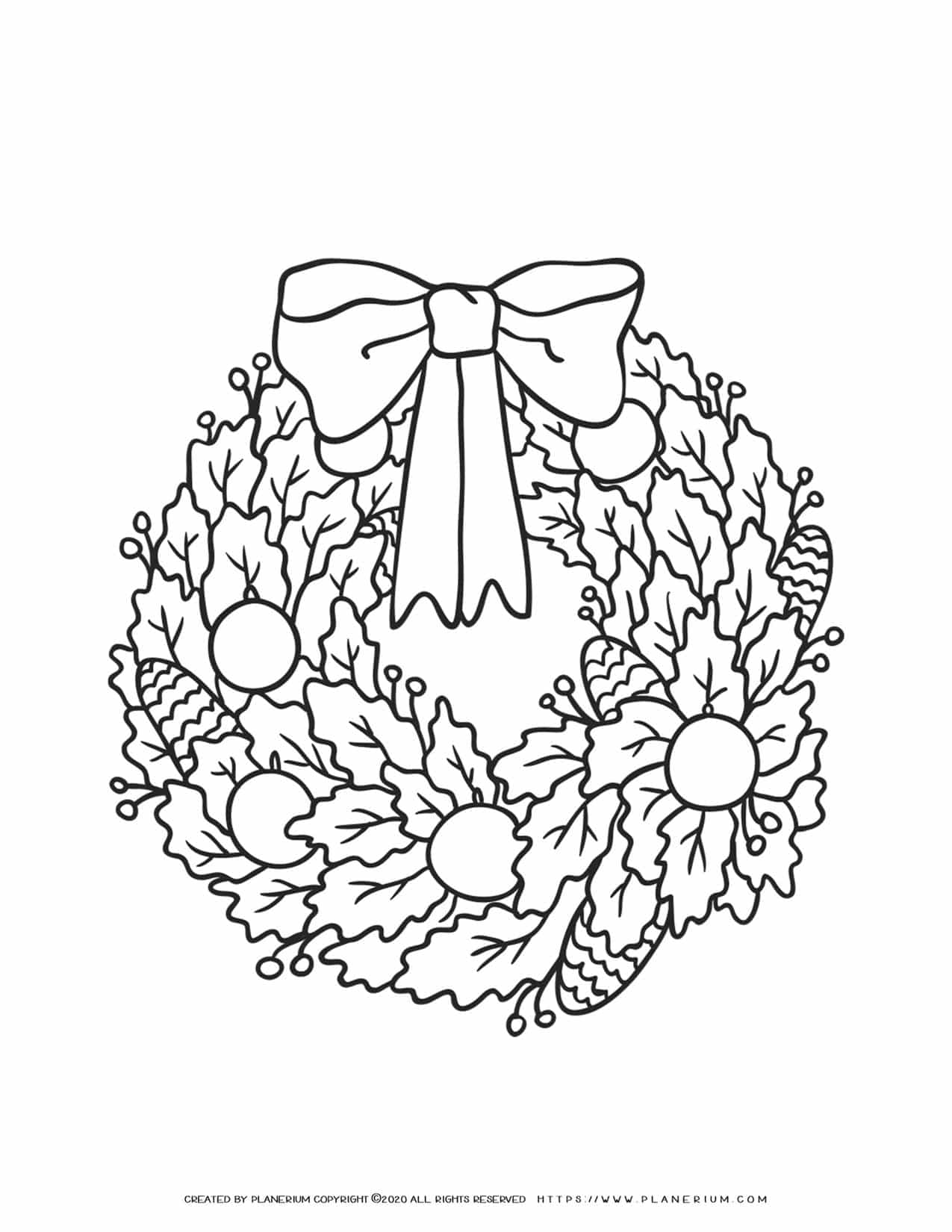 Christmas wreath free coloring page