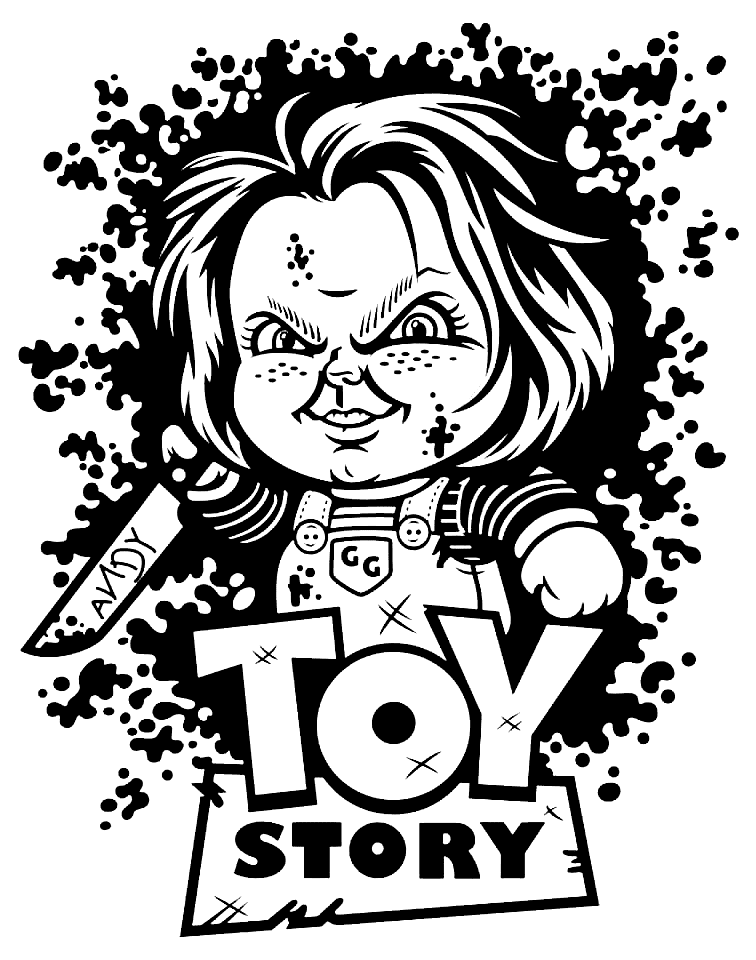 Chucky and tiffany coloring page