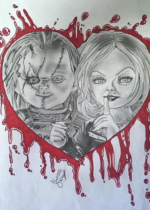 Chucky and tiffany greeting card by kristin salley