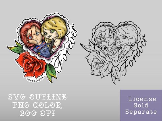 Horror love chucky tiffany svg png design printable tattoo sublimation designs